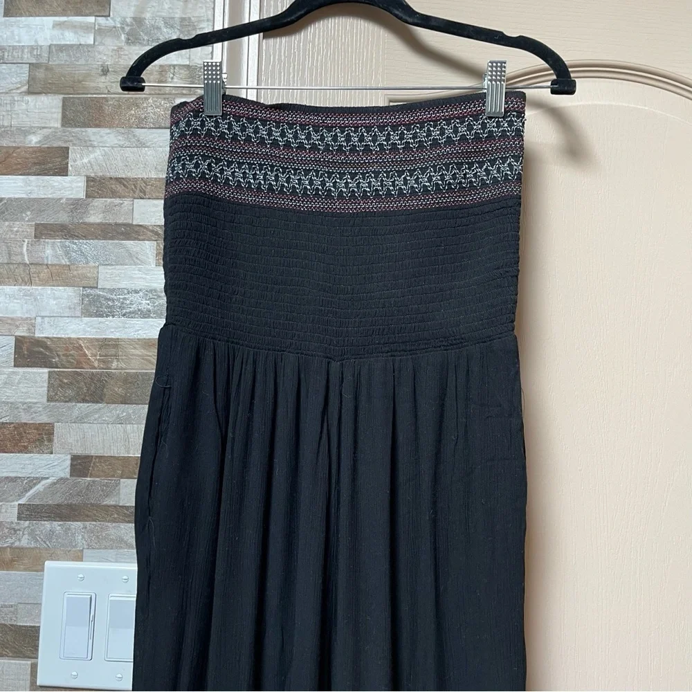 Superdry Black Strapless Wide-Leg Jumpsuit with Patterned Bodice - Picture 7 of 13